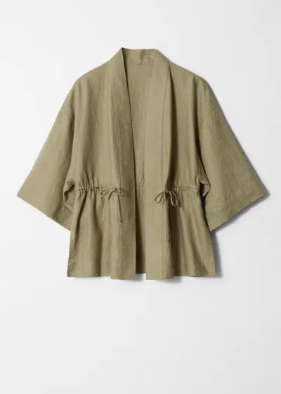 & Other Stories Drawstring Linen Blazer In Green