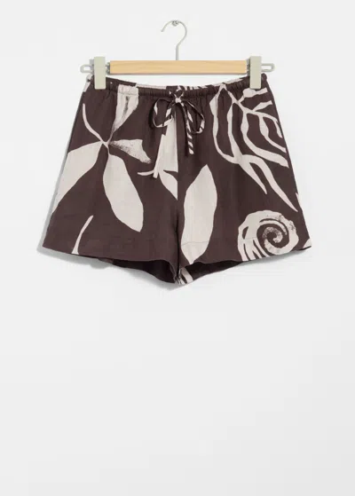 & Other Stories Drawstring Linen Shorts In Brown