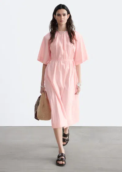 & Other Stories Drawstring Midi Dress In Pink