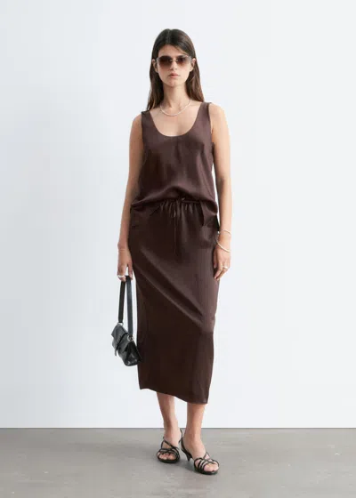 & Other Stories Drawstring Midi Skirt In Brown