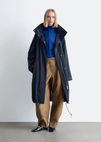 & Other Stories Drawstring Parka Coat In Blue