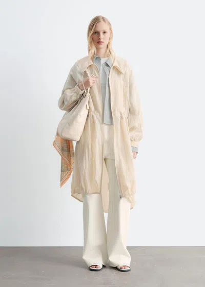 & Other Stories Drawstring Parka Coat In Neutral