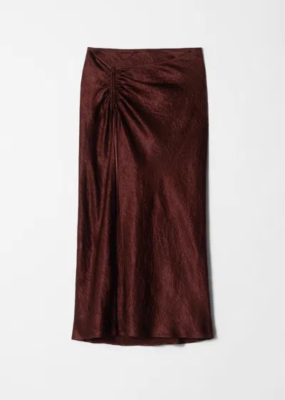 & Other Stories Drawstring Satin Midi Skirt In Red