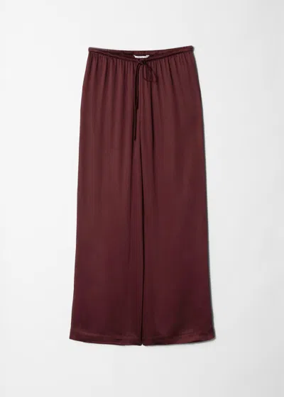 & Other Stories Drawstring Satin Trousers In Burgundy