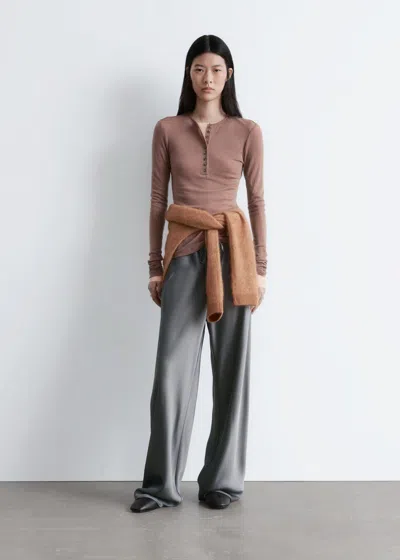 & Other Stories Drawstring Satin Trousers In Brown