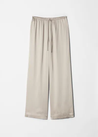 & Other Stories Drawstring Satin Trousers In White