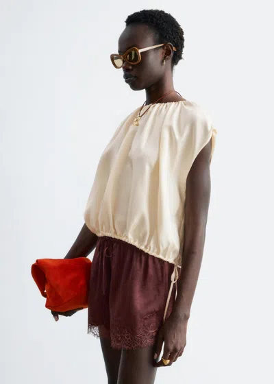 & Other Stories Drawstring Silk Top In Neutral