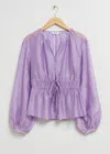 & Other Stories Drawstring Waist Blouson Sleeve Blouse In Purple