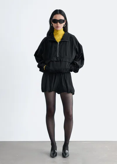 & Other Stories Elastic Bubble Shorts In Black