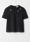 & Other Stories Embellished Floral Top In Black