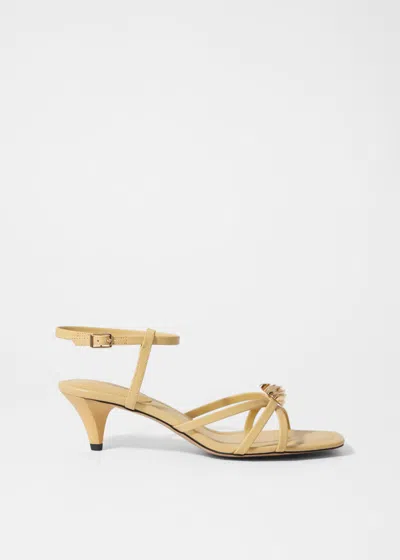 & Other Stories Embellished Heeled Leather Sandals In Yellow