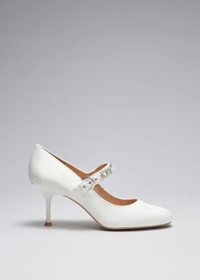 & Other Stories Embellished Satin Pumps In White