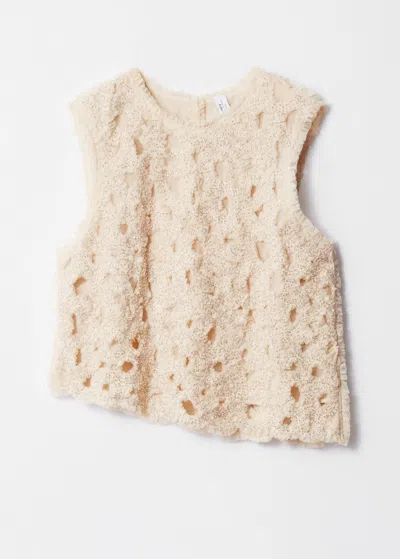 & Other Stories Embellished Tulle Top In Beige