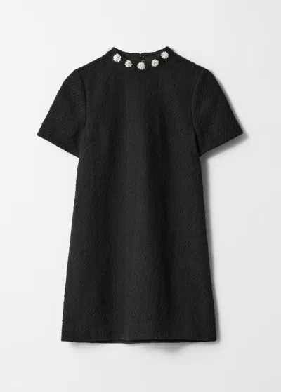 & Other Stories Embellished Tweed Mini Dress In Black