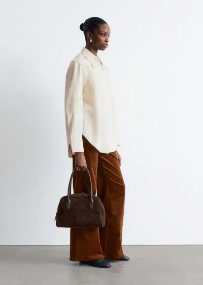 & Other Stories Embroidered Denim Shirt In White