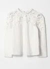 & Other Stories Embroidered Puff-sleeve Blouse In White