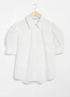 & Other Stories Embroidered Puff-sleeve Blouse In White