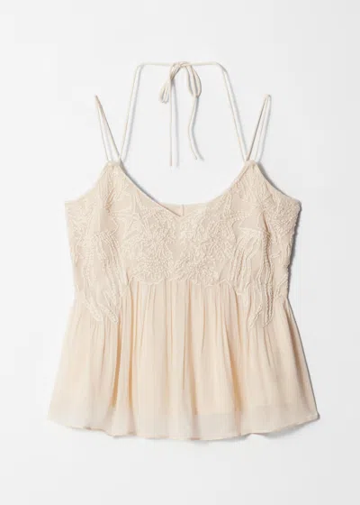 & Other Stories Embroidered Strappy Top In Neutral