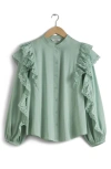 & OTHER STORIES ERNESTINE EYELET RUFFLE BUTTON-UP SHIRT