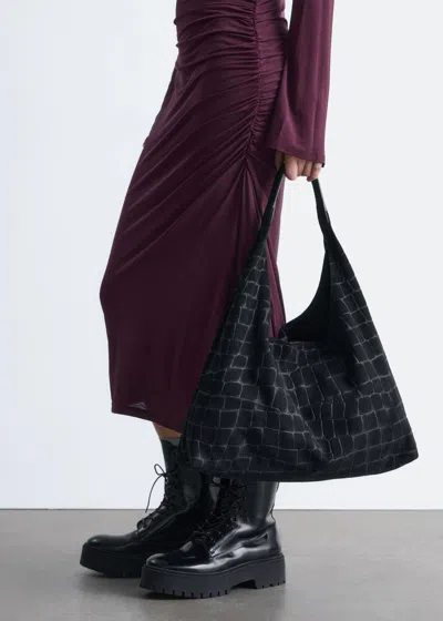 & Other Stories Faux Croco Tote Bag In Black