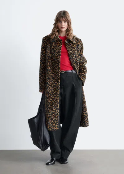 & Other Stories Faux Fur Leopard Coat In Black