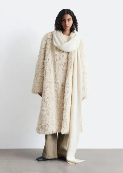 & Other Stories Faux Fur Midi Coat In White