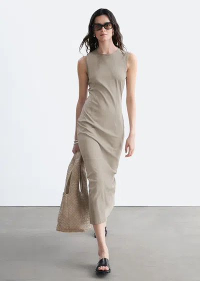& Other Stories Fitted Cotton Jersey Midi Dress In Gray