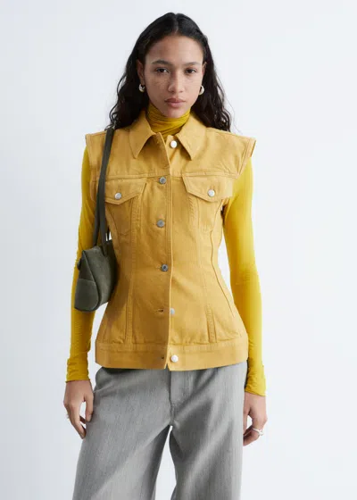 & Other Stories Fitted Denim Vest In Yellow