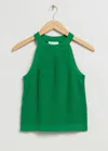 & Other Stories Fitted Halter Knit Top In Green