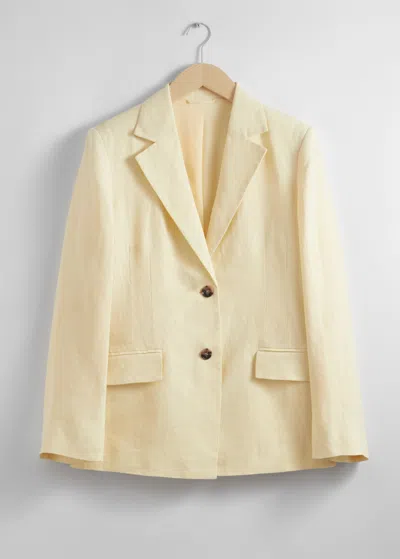 & Other Stories Fitted Linen Blazer In Yellow