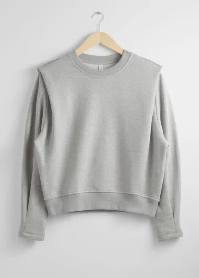 & Other Stories Fitted Pleated-shoulder Sweatshirt In Grey