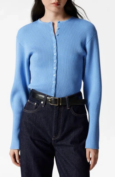 & Other Stories Fitted Rib Cardigan In Blue Medium