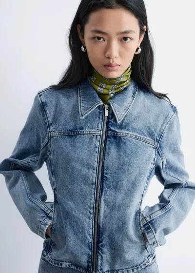 & Other Stories Fitted Zip-up Denim Jacket In Blue