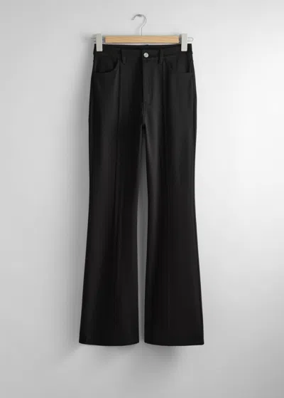 & Other Stories Flared Jersey Trousers In Black