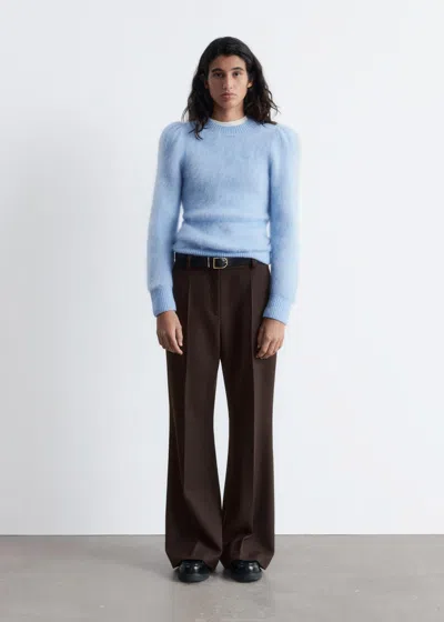 & Other Stories Flared Press-crease Wool Trousers In Brown