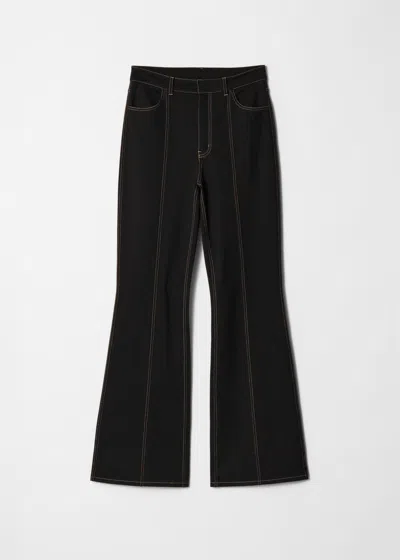 & Other Stories Flared Topstitched Trousers In Black