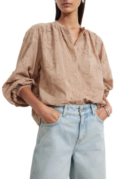 & Other Stories Floral Appliqué Blouse In Beige Medium Dusty