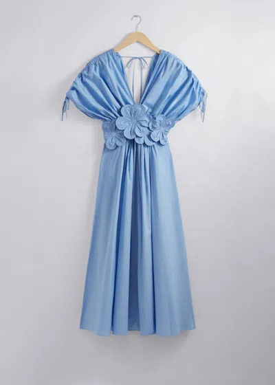 & Other Stories Floral Appliqué Midi Dress