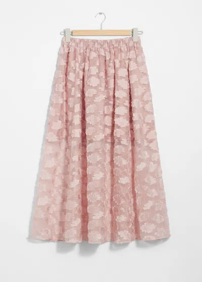 & Other Stories Floral-appliqué Midi Skirt In Pink