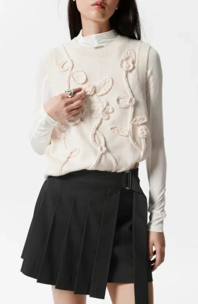 & Other Stories Floral Appliqué Sweater Vest In White Dusty Light
