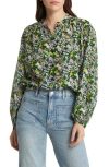 & Other Stories Floral Cotton & Silk Blouse In Green
