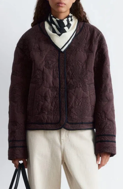 & Other Stories Floral Cotton Quilted Jacket In Brown