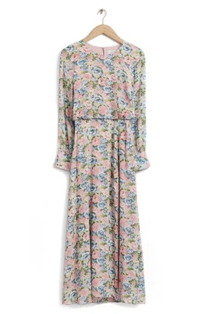 & Other Stories Floral Long Sleeve Maxi Dress In Pink