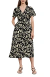 & Other Stories Floral Print A-line Midi Dress In Harper Aop Black Base