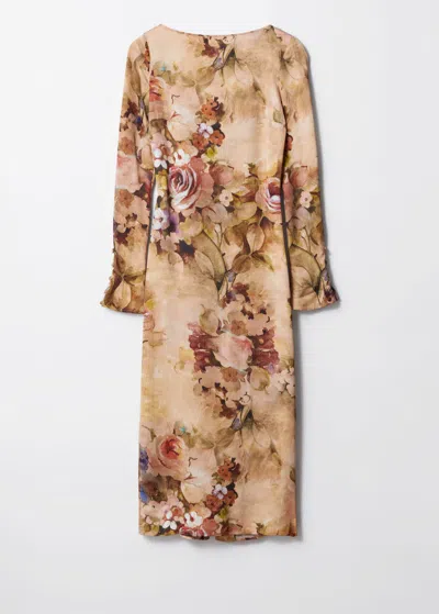 & Other Stories Floral-print Midi Dress In Beige