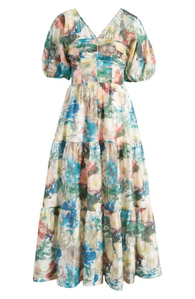 & Other Stories Floral Print Tiered Dress In Ariel Aop