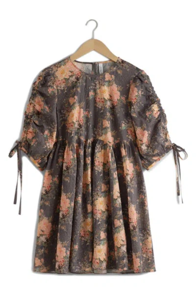 & Other Stories Floral Puff Sleeve Shift Minidress In Joanna All Over Print