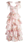 & OTHER STORIES FLORAL TIE STRAP TIERED MIDI DRESS