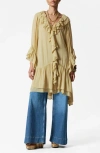 & Other Stories Flounced Drop Waist Dress In Beige Medium Dusty