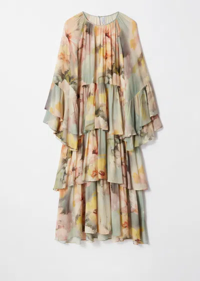 & Other Stories Flounced Maxi Dress In Beige